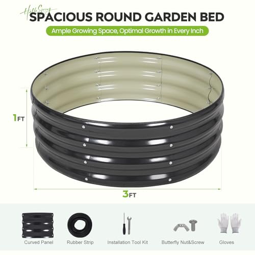 ZORMY Galvanized Raised Garden Bed Outdoor, Round Metal Planter Boxes 2 Pcs, 3x3x1ft Steel Raised Bed Kit for Planting Vegetables, Fruits, Flowers(Grey) - Image 2
