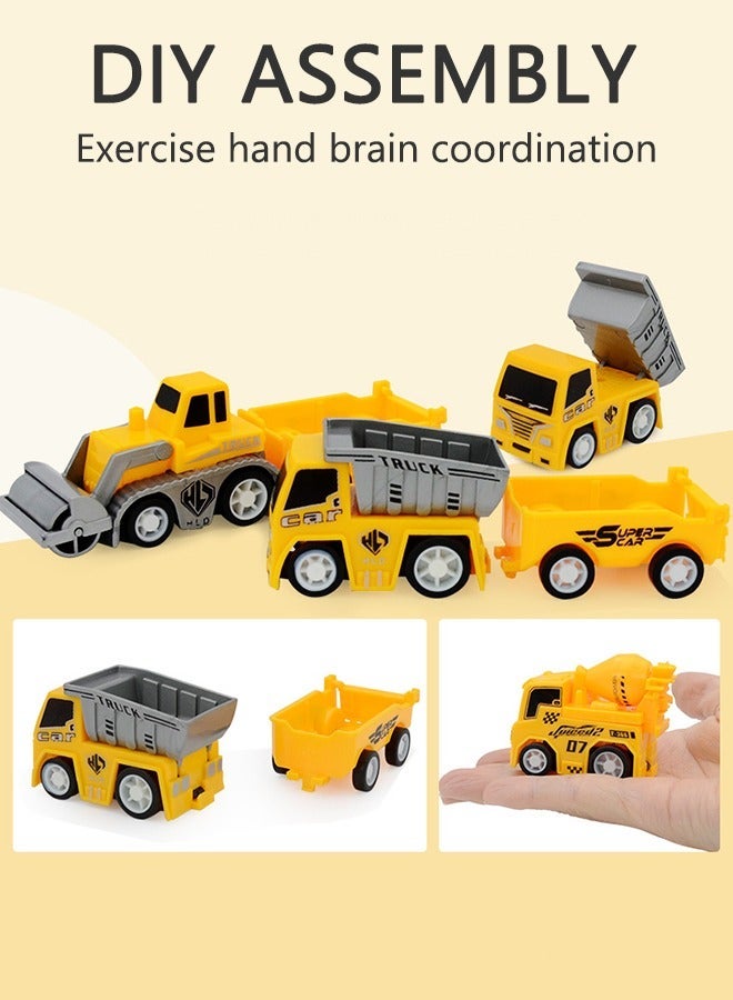 GROIC 8 Pcs Small Construction Vehicles Toys, Trucks Kids Birthday Gifts, Play Vehicle Toy Toddlers Boys Kid Toys Mini Car Set Die Cast Engineering Excavator Digger Push - Image 4