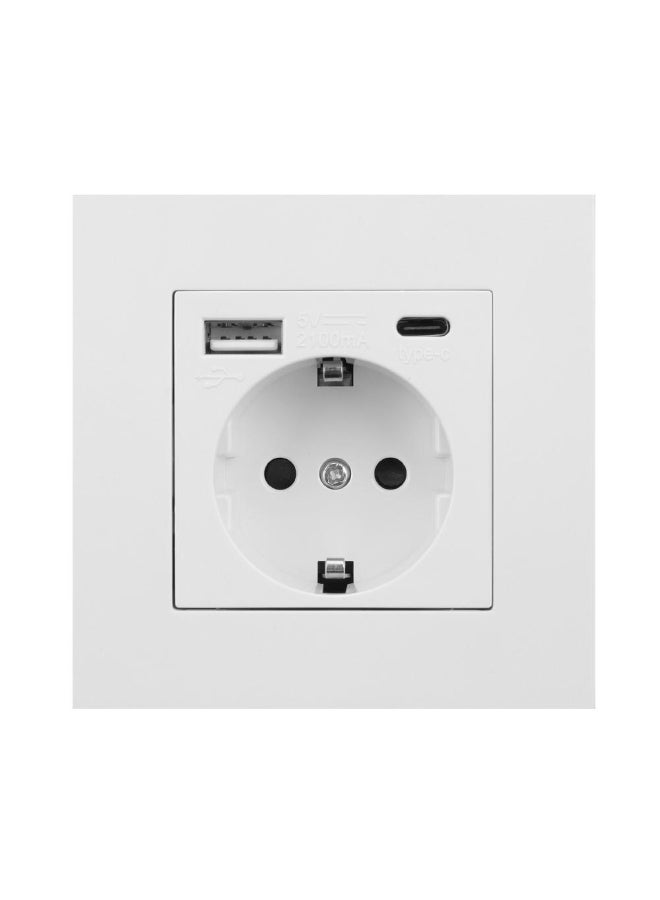 Electrical Wall Charger Adapter Germany Plug Socket Power Outlets EU Standard 16A With Usb Type-C Charging Port PC Panel - Image 1