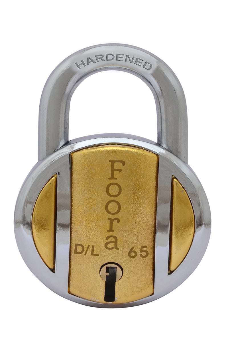 Foora 5 Key Brass Top Pack of 4 Padlock, Double Locking,8 Lever, Hardened Shackle 65mm(4) - Image 3