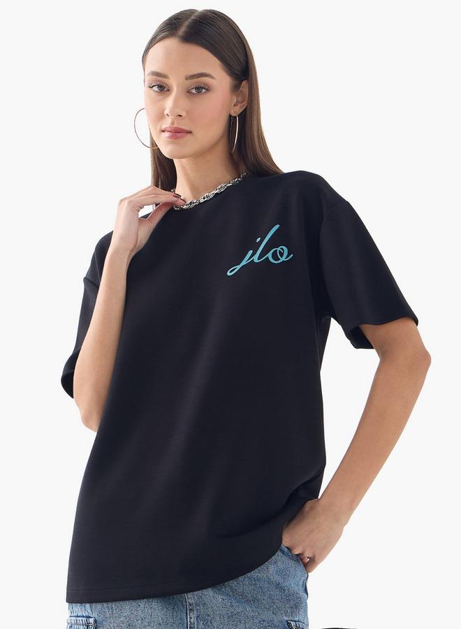 SP Characters Jennifer Lopez Print Crew Neck T-shirt with Short Sleeves - Image 3