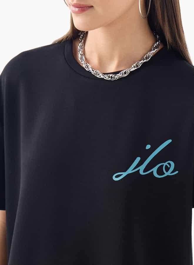 SP Characters Jennifer Lopez Print Crew Neck T-shirt with Short Sleeves - Image 4