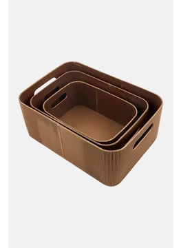 Muy Mucho 3 Pieces Storage Organizers Box, Dark Brown  - Image 1