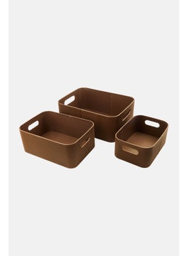 Muy Mucho 3 Pieces Storage Organizers Box, Dark Brown  - Image 2