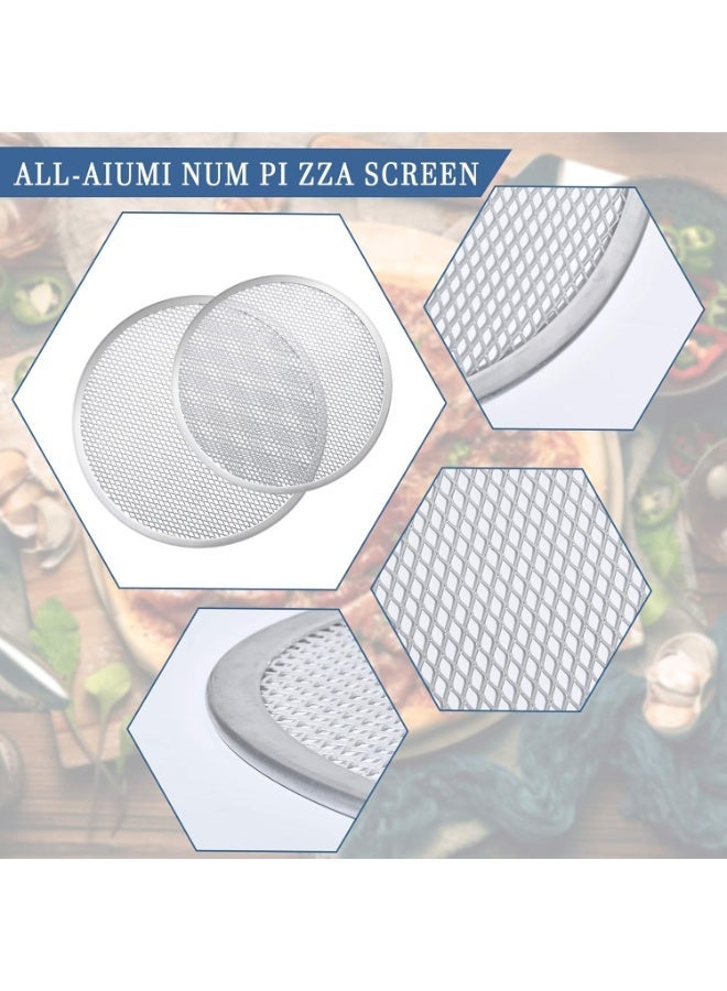 4 Pieces Seamless Round Pizza Screen, 2 Pieces 12 inch Aluminum Mesh Pizza Screen and 2 Pieces 10 inch Pizza Mesh Baking Tray for Home Kitchen Restaurant Supplies - Image 2