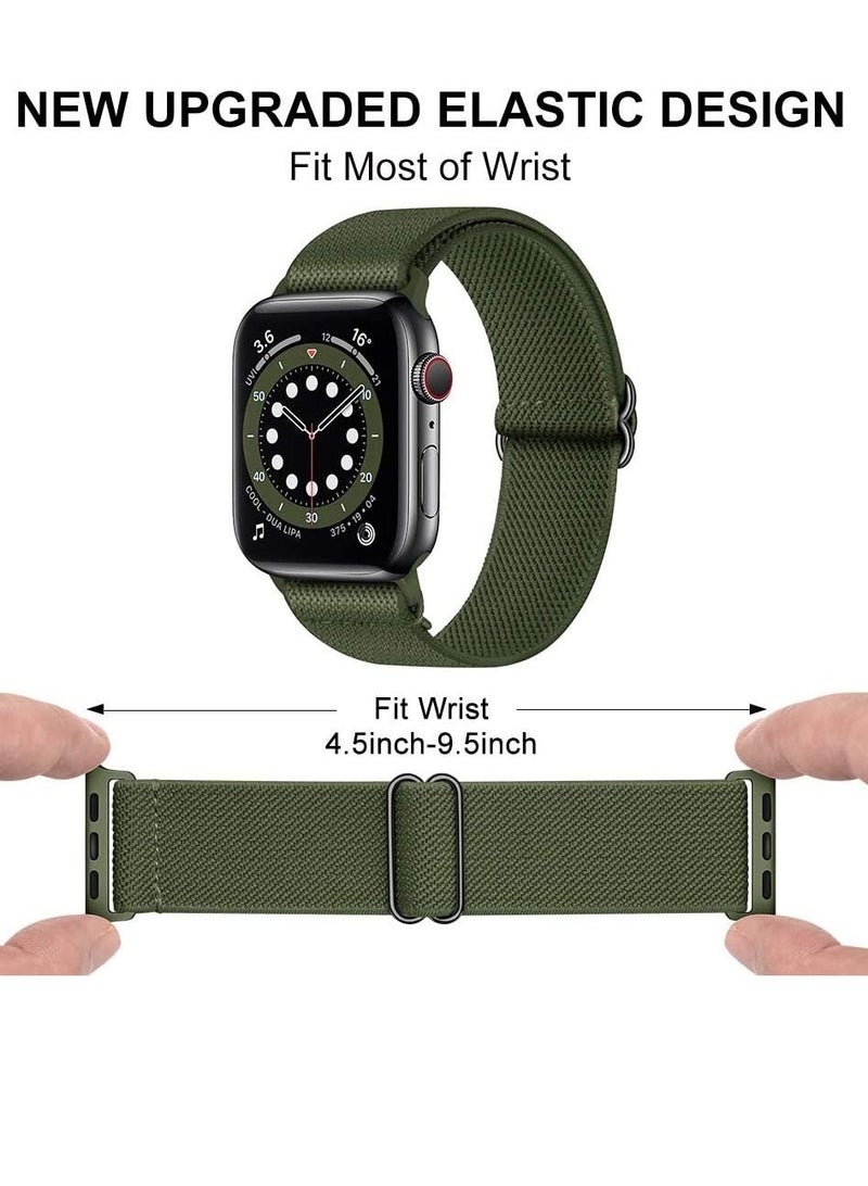 Phone Planet Nylon Solo Loop Bands Compatible with Apple Watch 42mm 44mm, Adjustable Stretch Braided Sport Elastics Women Men Strap Compatible with iWatch Series 6/5/4/3/2/1 SE, Green - Image 2