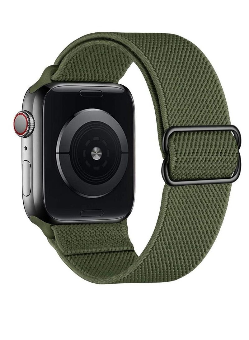 Phone Planet Nylon Solo Loop Bands Compatible with Apple Watch 42mm 44mm, Adjustable Stretch Braided Sport Elastics Women Men Strap Compatible with iWatch Series 6/5/4/3/2/1 SE, Green - Image 1