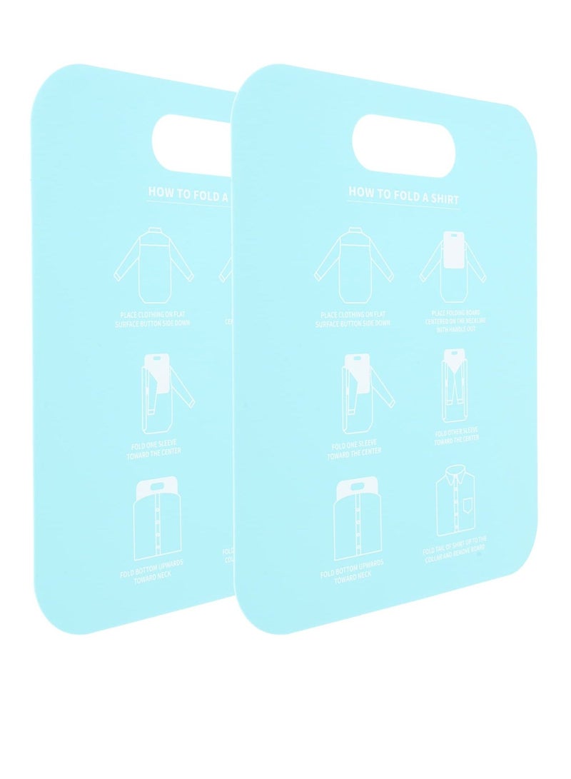 2Pcs Laundry Folding Boards T Shirts Clothes Folder Closet Storage Drawer Organizer Shirt Folding Board For Laundry Folding Help For Laundry Folds T-Shirts Polos And Dress Shirts Sky-blue  - Image 1