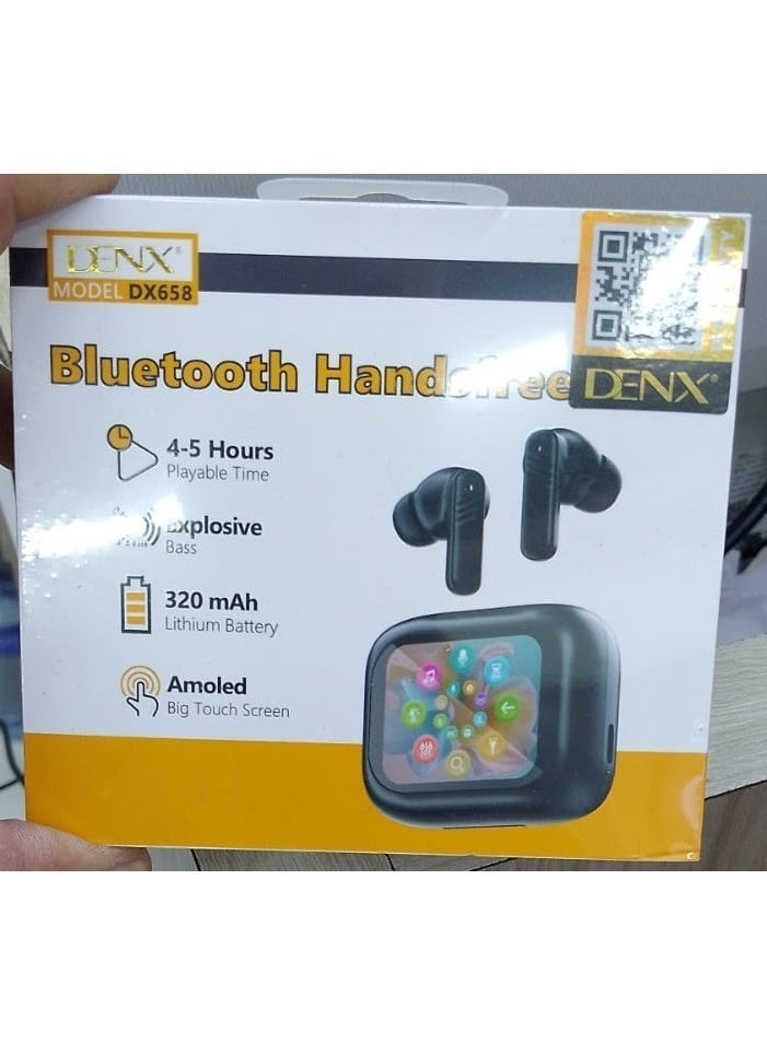 Denx Smart Bluetooth headphones with touchscreen, ANC/ENC, 320mAh battery, water resistance, wireless Bluetooth earbuds with noise cancellation and professional LCD display for iPhone and Android devices, black. - Image 3