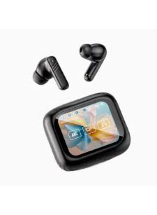 Denx Smart Bluetooth headphones with touchscreen, ANC/ENC, 320mAh battery, water resistance, wireless Bluetooth earbuds with noise cancellation and professional LCD display for iPhone and Android devices, black. - Image 5