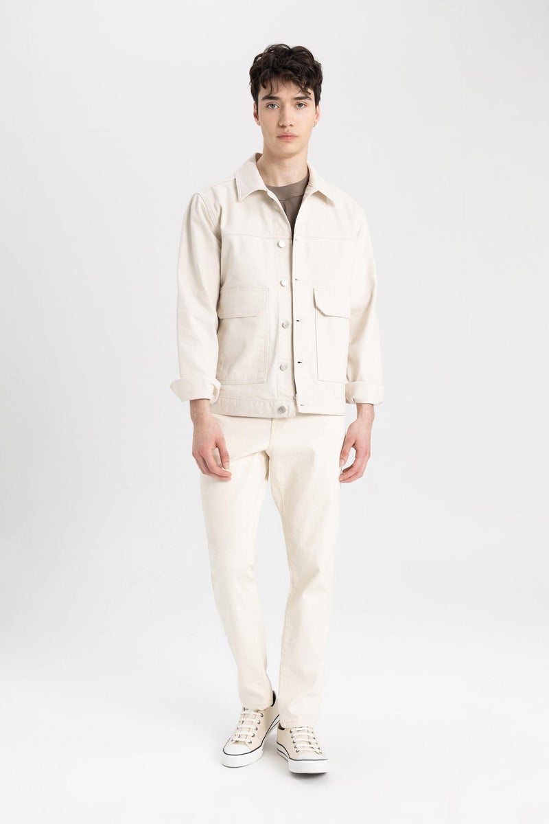 DeFacto Beige Man Slim Fit Denim Jacket Casual - Image 2