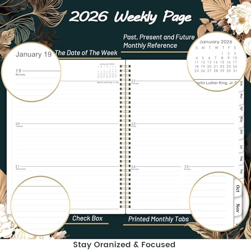 Vindora 2026 Planner - 9" x 11", 2026 Weekly & Monthly Planner, JAN.2026 - DEC.2026, Large Calendar Planner 2026 with Sturdy Cover, Premium Paper, Twin-wire Binding, Monthly Tabs - Image 4