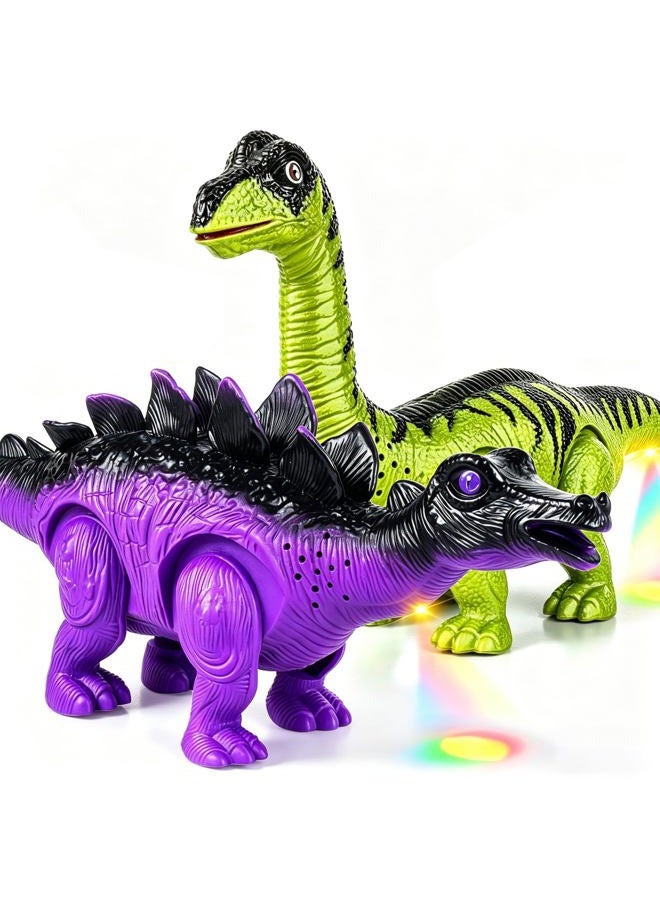 Bloolilies 2 Pack Dinosaur Toys, Electric Walking Dinosaur Toys for Kids 3-5 5-7 Years Old with LED Lights & Sounds & Roaring, Kids Toy Dinosaurs Birthday Party Favors Gift for Boys Girls - Image 1