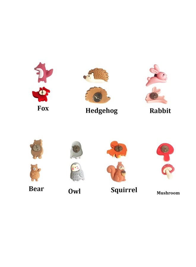 Supfoxer Animal Push Pins (Squirrel,Fox,Hedgehog,Rabbit,Bear,Owl,Mushroom) - Cute Resin Thumb Tacks for Bulletin Board, Cork Board, Office, School - 7 Styles Mixed Pack (30 PCS) - Image 2