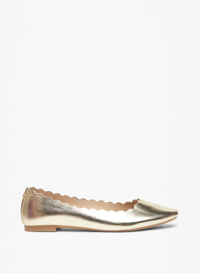 Flora Bella Women's Scallop Detail Slip-On Round Toe Ballerinas