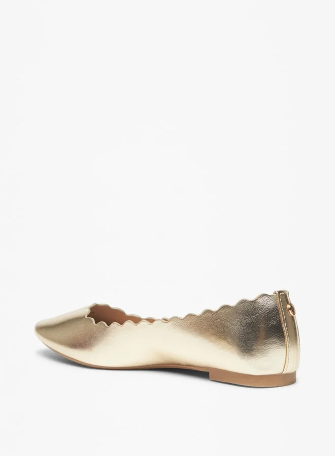 Flora Bella Women's Scallop Detail Slip-On Round Toe Ballerinas