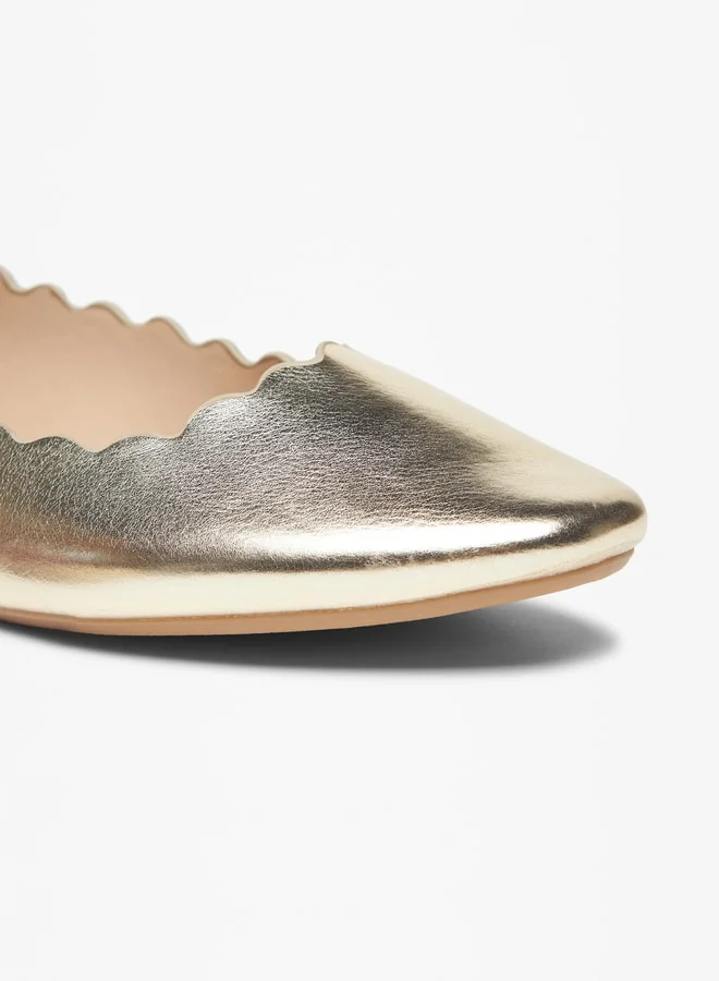 Flora Bella Women's Scallop Detail Slip-On Round Toe Ballerinas