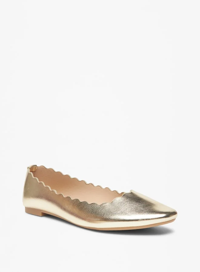 Flora Bella Women's Scallop Detail Slip-On Round Toe Ballerinas