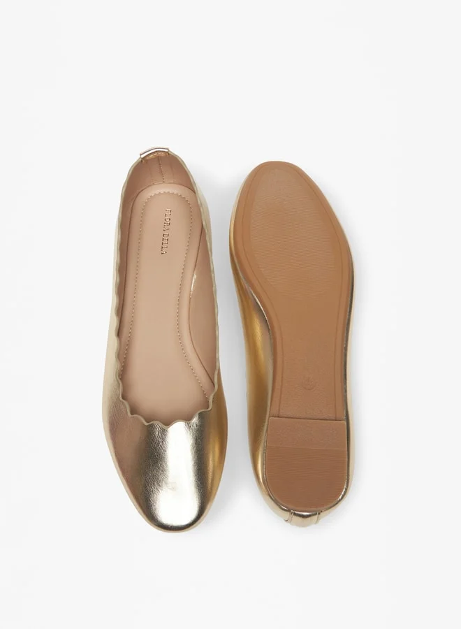 Flora Bella Women's Scallop Detail Slip-On Round Toe Ballerinas