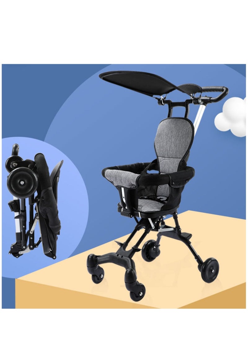 Arabest Kids Stroller, Compact Baby Stroller with Adjustable Handles and Backrest, Lightweight Travel Stroller, One-Hand Fold, For Overhead Airplane Storage, Shopping, Walking, for 1-3 years old (Black) - Image 2