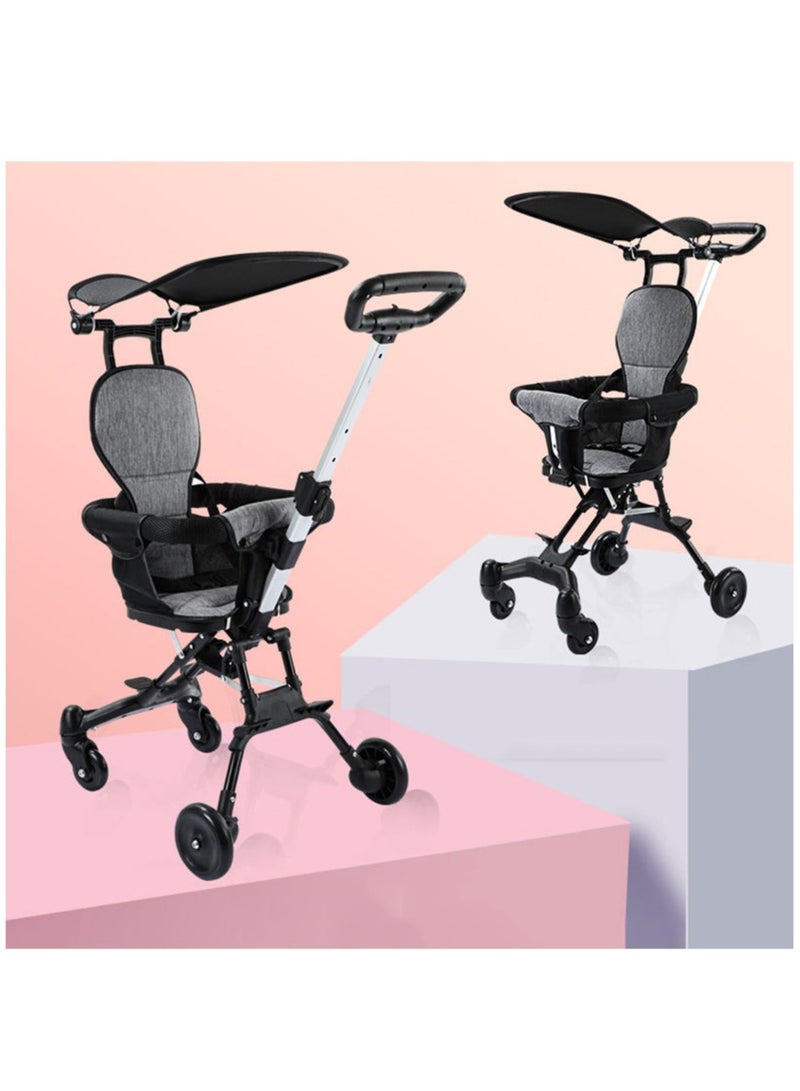 Arabest Kids Stroller, Compact Baby Stroller with Adjustable Handles and Backrest, Lightweight Travel Stroller, One-Hand Fold, For Overhead Airplane Storage, Shopping, Walking, for 1-3 years old (Black) - Image 3