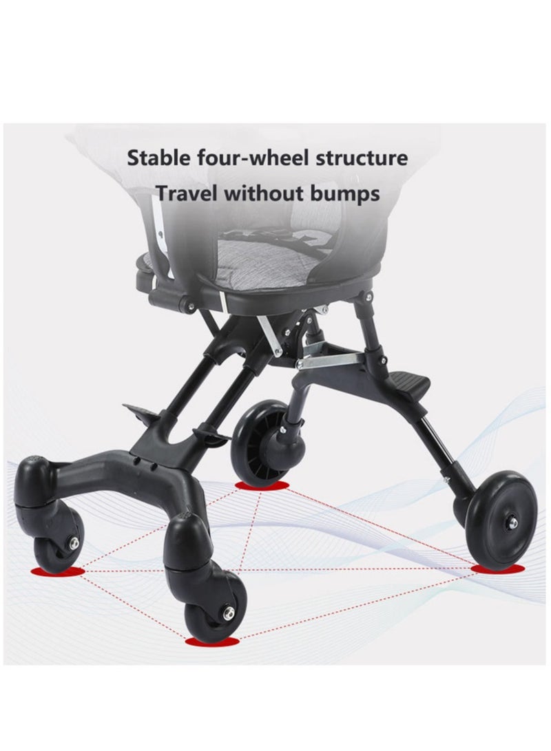 Arabest Kids Stroller, Compact Baby Stroller with Adjustable Handles and Backrest, Lightweight Travel Stroller, One-Hand Fold, For Overhead Airplane Storage, Shopping, Walking, for 1-3 years old (Black) - Image 5