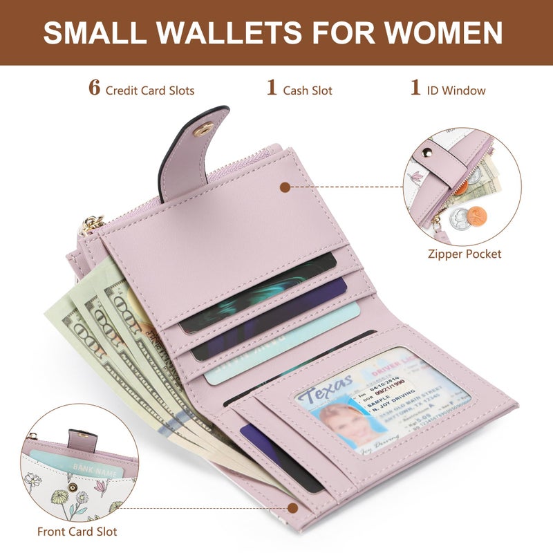 yiijay Small Wallet for Women RFID Blocking Tassle Bifold Slim Thin Leather Wallet Credit Card Holder Wallet Ladies Mini Wallet with Zipper Pocket - Image 2