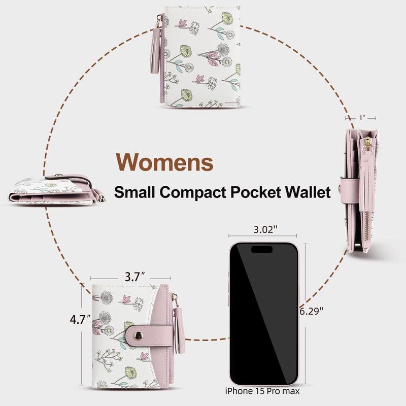 yiijay Small Wallet for Women RFID Blocking Tassle Bifold Slim Thin Leather Wallet Credit Card Holder Wallet Ladies Mini Wallet with Zipper Pocket - Image 4