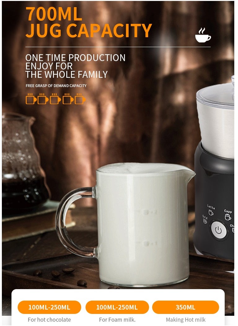 Generic - Detachable Milk Frother 23.67oz/700ml Electric Milk Frother and Steamer with Touch Control 600W 5 in 1 Hot/Cold Foam Maker for Latte Cappuccinos Hot Chocolate Milk - Image 1
