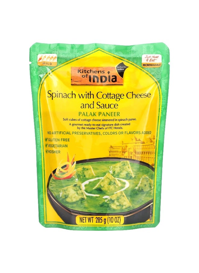 Kitchens of INDIA Kitchens of India, Palak Paneer, Spinach with Cottage Cheese and Sauce, Mild, 10 oz (285 g)  - Image 1