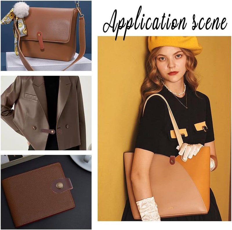 klarako 4 Colors PU Leather Snap Buckles for Purse, 12 Sets PU Leather Bag Sew on Snap Closure Button PU Leather Tab Closure for Bag Photo Album Diary Menu Wallet - Image 5