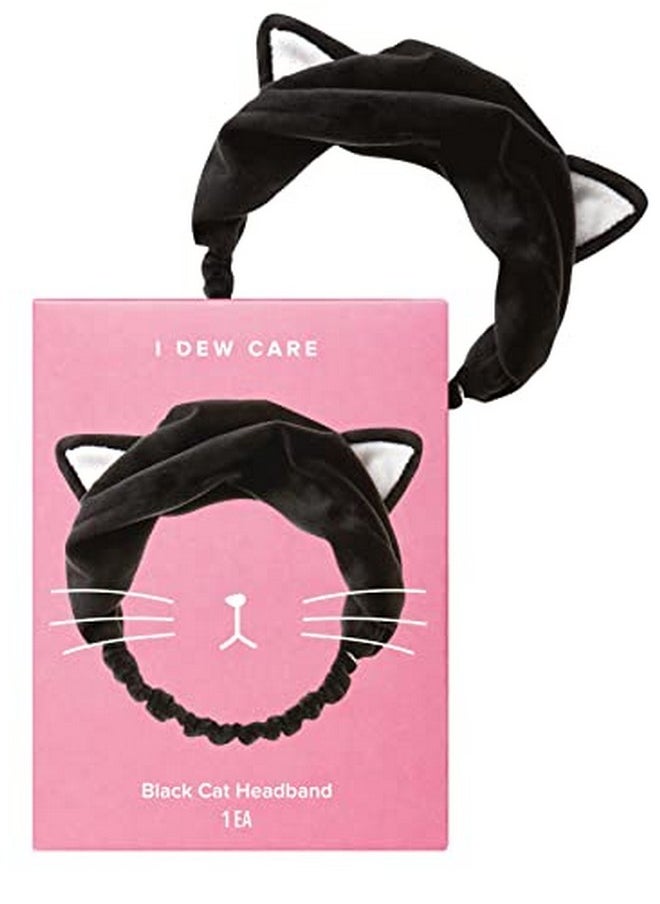 I DEW CARE Face Wash Headband Black Cat ; Spa Soft Cute For Makeup Shower Teen Girls Stuff 1 Count  - Image 1