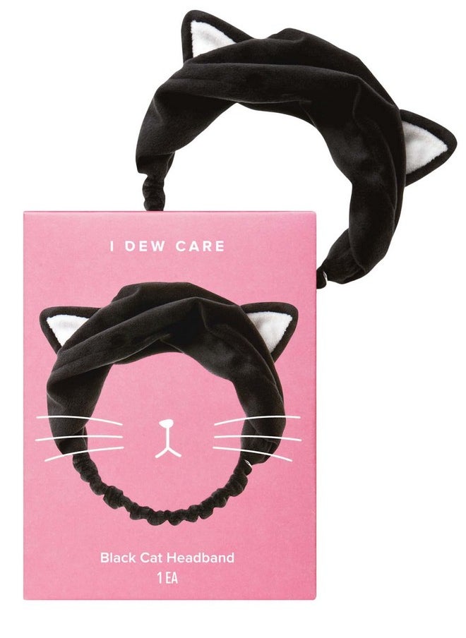 I DEW CARE Face Wash Headband Black Cat ; Spa Soft Cute For Makeup Shower Teen Girls Stuff 1 Count  - Image 2