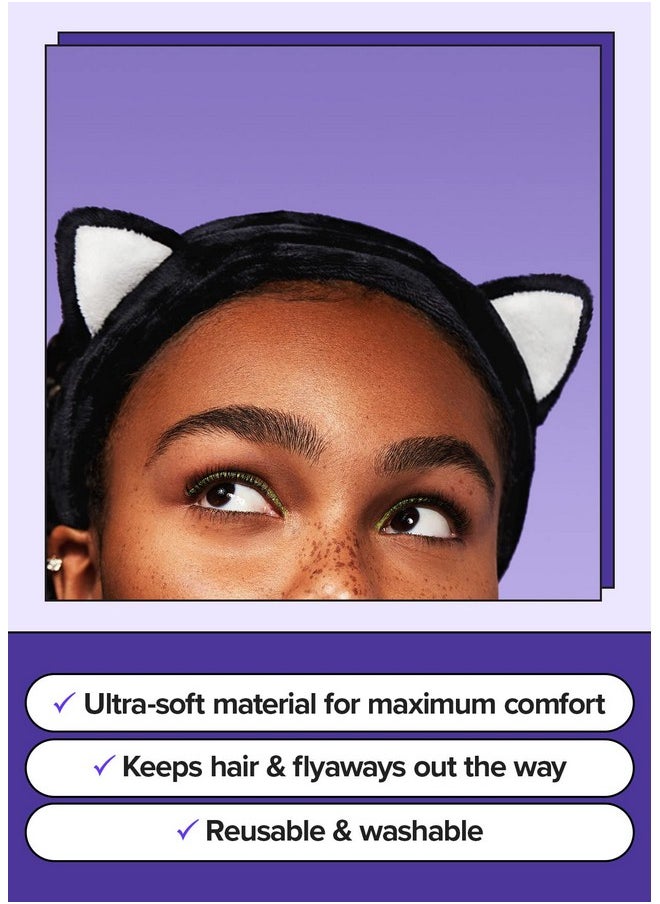 I DEW CARE Face Wash Headband Black Cat ; Spa Soft Cute For Makeup Shower Teen Girls Stuff 1 Count  - Image 3