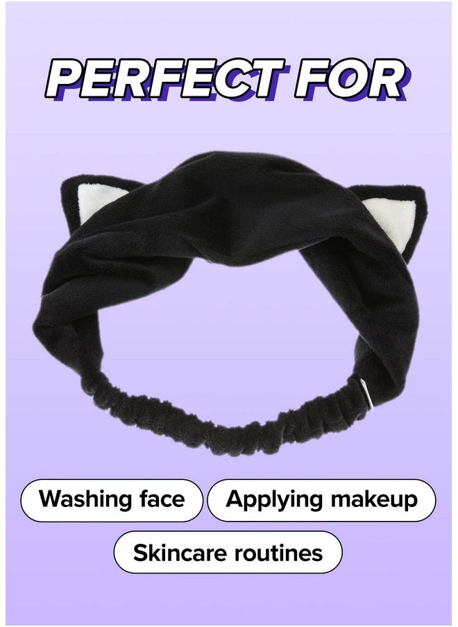 I DEW CARE Face Wash Headband Black Cat ; Spa Soft Cute For Makeup Shower Teen Girls Stuff 1 Count  - Image 4
