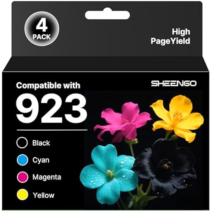923 INK CARTRIDGES FOR HP PRINTERS REPLACEMENT FOR HP INK 923 923XL 923E USE WITH OFFICEJET PRO 8135E 8130E 8139E 8138E 8122E 8120 8124E 8125E 8130 8132E 8134E PRINTER (BLACK CYAN MAGENTA YELLOW) - Image 1