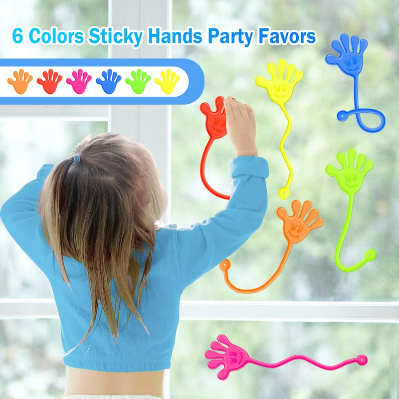 Genuvi 48PCS Sticky Hands Bulk Party Favors for Kids 4-8 8-12 Stretchy Sticky Hand Toy Trick or Treat Halloween Goodie Bag Stuffers Fillers Treasure Box Toys for Classroom Prizes Birthday Party Supplies - Image 4