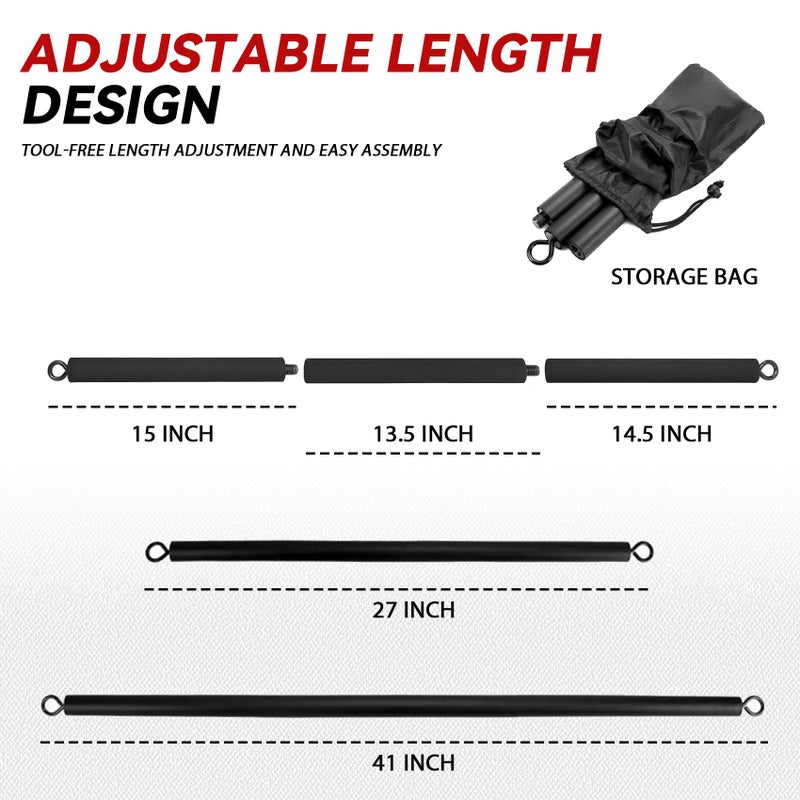 Estleys Resistance Band Bar, Adjustable from 27" to 41", Portable Pilates Bar, Resistance Training Straight Bar, Home Gym Fitness Workout Bar - Image 2