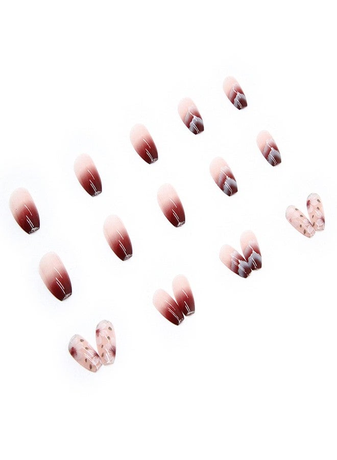 Vezocim Medium Length Press on Nails, Artificial Acrylic Fake Nails for Women, 24PCS Full Cover Reusable False Nails Kits, Flowers Acrylic Nails Design, Glue on Nails Fake Nails for Nail Art - Image 5