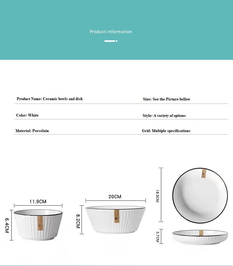 P-PLUS INTERNATIONAL Ceramic Soup Bowls, Cereal Bowl Set, Dishwasher & Microwave Safe, Porcelain Bowls for Kitchen, White Bowls for Cereal Soup Rice Pasta Salad Oatmeal(Pack of 2) - Image 2