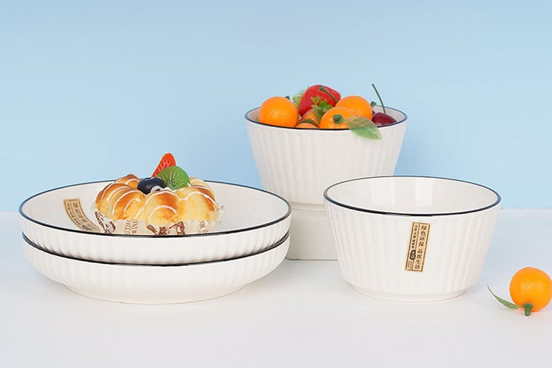 P-PLUS INTERNATIONAL Ceramic Soup Bowls, Cereal Bowl Set, Dishwasher & Microwave Safe, Porcelain Bowls for Kitchen, White Bowls for Cereal Soup Rice Pasta Salad Oatmeal(Pack of 2) - Image 3