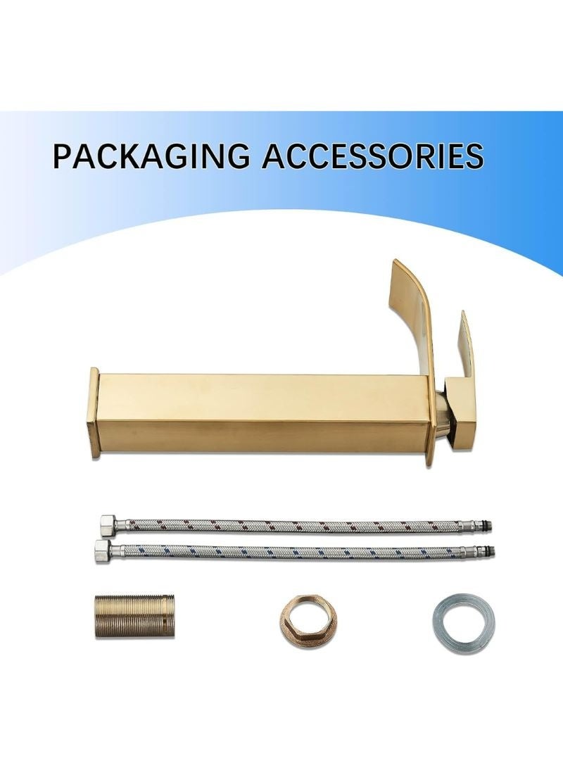 Basin Tap | High Arc | Tall Basin Mixer tap | Commercial 1-Hole | Brass Single Lever | Deck Mounted (MATT Gold) - Image 4