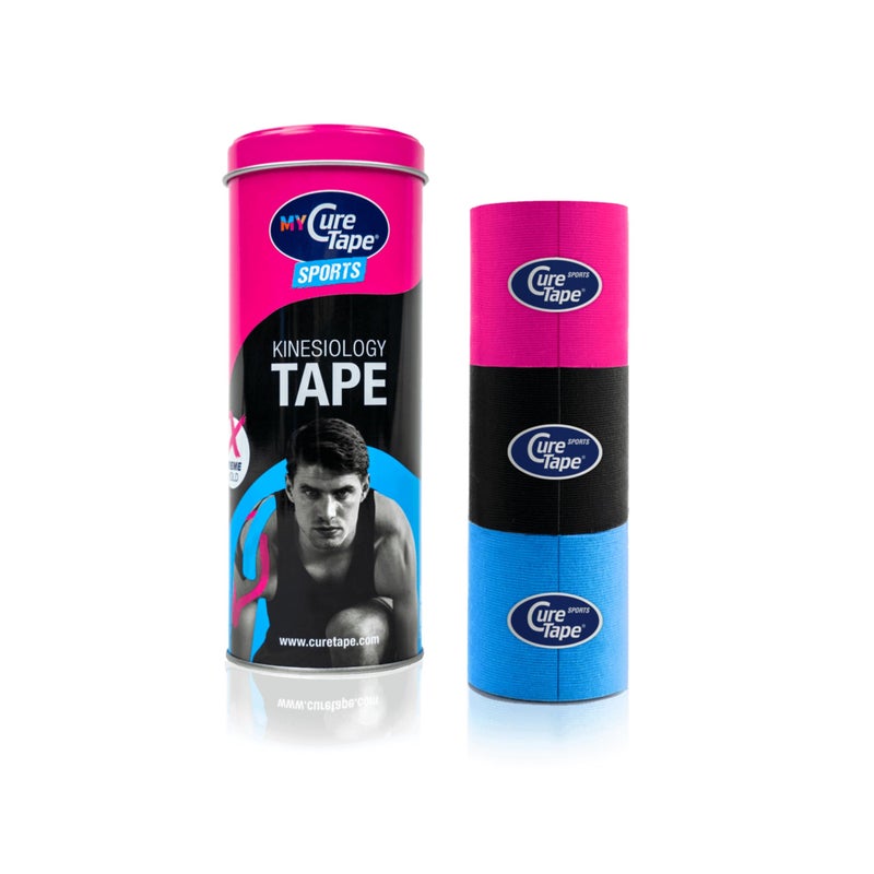 CureTape Sports Kinesiology Tape for Muscle Joint Pain Elastic Therapeutic Tape Waterproof Athletic Tape Medical K Tape 25 Stronger Adhesion Pink Black Blue 2inx8ft Pack of 3