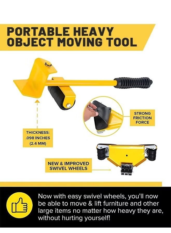 Bukela Furniture Moving Tools,5-Piece Heavy Duty Furniture Lifter, 360 Degree Rotatable Rubber Roller,For Moving Heavy Furniture,Refrigerators,Sofas,Cabinets - Image 5