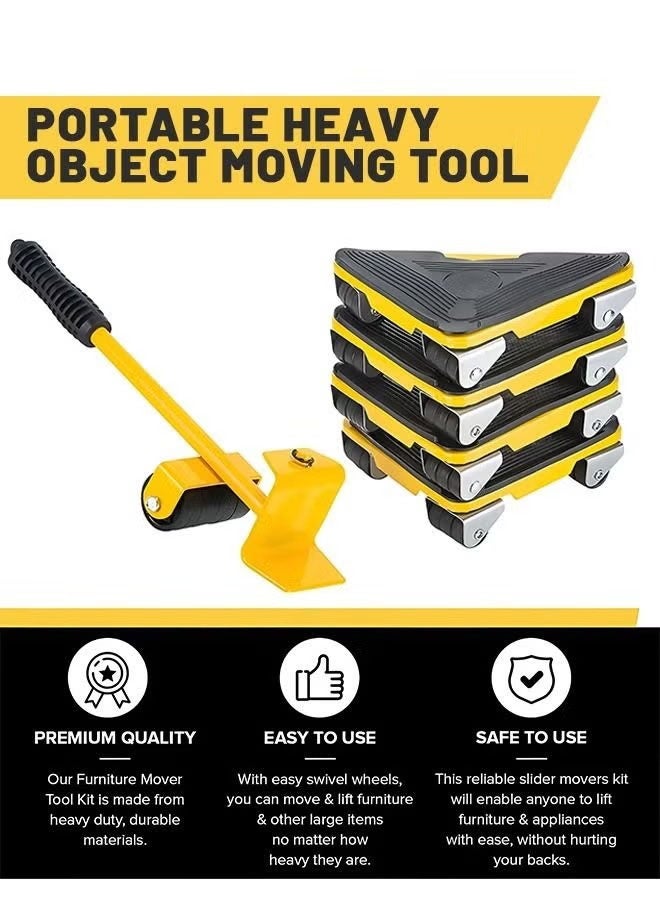 Bukela Furniture Moving Tools,5-Piece Heavy Duty Furniture Lifter, 360 Degree Rotatable Rubber Roller,For Moving Heavy Furniture,Refrigerators,Sofas,Cabinets - Image 3