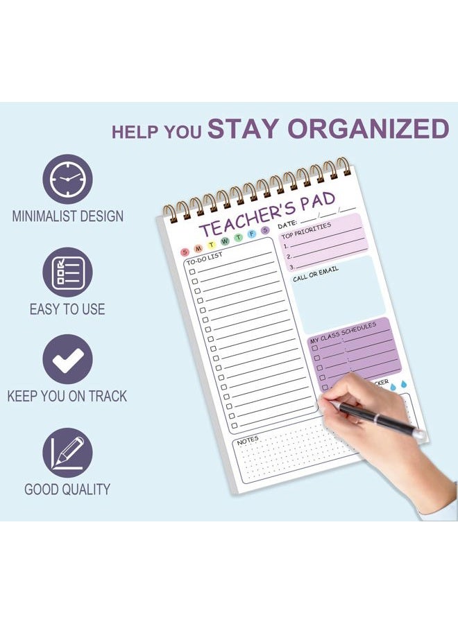 Tuun Fuplan Teacher Notepad - Teacher Appreciation Gifts with 50 Sheets, Daily To Do List Notepad, Spiral Checklist Notebook Organizer for Teachers Woman Man Notes Task Appointment, 5.8'' x 8.3'', Purple - Image 3