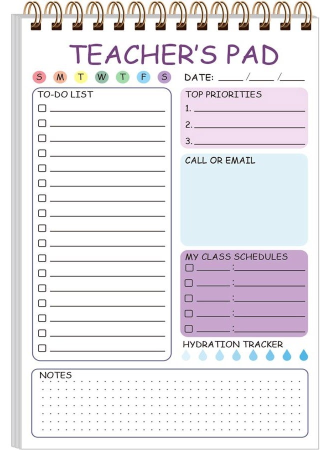 Tuun Fuplan Teacher Notepad - Teacher Appreciation Gifts with 50 Sheets, Daily To Do List Notepad, Spiral Checklist Notebook Organizer for Teachers Woman Man Notes Task Appointment, 5.8'' x 8.3'', Purple - Image 1