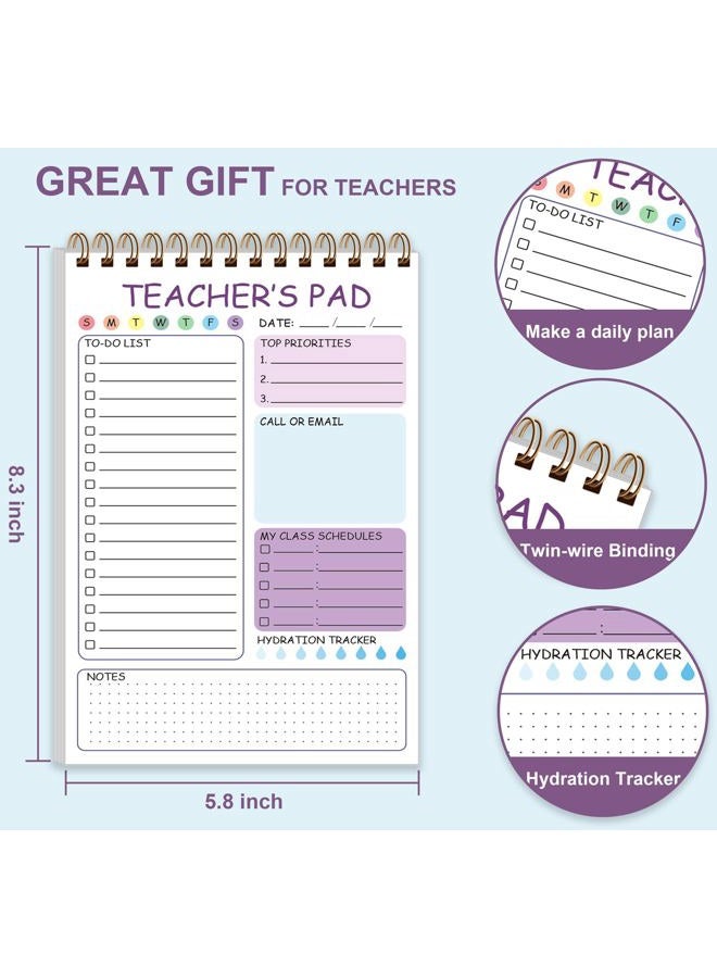 Tuun Fuplan Teacher Notepad - Teacher Appreciation Gifts with 50 Sheets, Daily To Do List Notepad, Spiral Checklist Notebook Organizer for Teachers Woman Man Notes Task Appointment, 5.8'' x 8.3'', Purple - Image 2