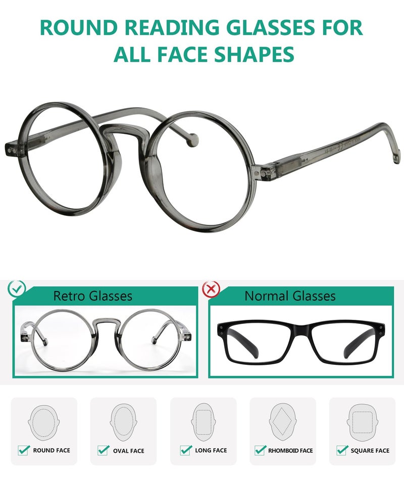 Eyekepper 4 Pack Oversized Round Reading Glasses for Men Women Retro Readers+2.50 - Image 5