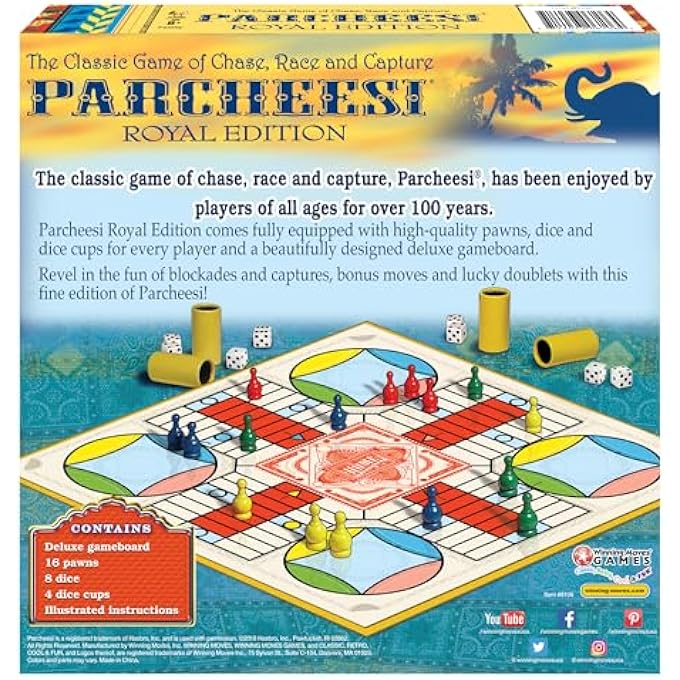 Winning Moves Parcheesi Royal Edition Games USA Classic Family Favorite Featuring Charming Artwork Tokens and dice Cups for 24 Players Ages 8 6106 - Image 3
